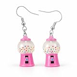 Davaco Pendientes Originales Máquina de Chicles Rosa, Diseño Retro Divertido, Acero Inoxidable Hipoalergénico, Regalo Mujer Adolescente