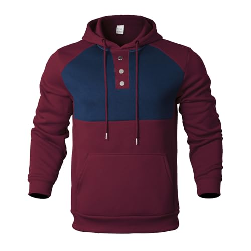 Ymosrh Men's Hoodies Long Sleeve Quarter Button Casual Athletic Workout Pullover Sweatshirts with Pocket, S-2XL2
