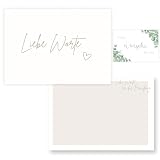 Wünschekarten Hochzeit – 50, 75 oder 100 Karten DIN A7, matt, beschreibbar mit jedem Stift – für Wunschbaum, Traurituale & Gästebuch – Beige Rosa Eukalyptus Gold Grün - Blanko