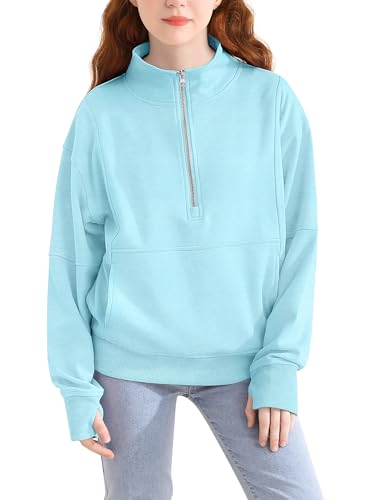 Girls Half Zip Sweatshirt Pullover Top for Teens