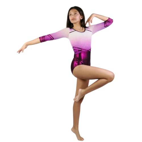 Image of IKAANYA Girls or Women Full Sleeves Rhinestones Leotard - Ideal for Gymnastics, Dance, Yoga, Acrobatics or Performance (Toddlers, Kids, Adults)