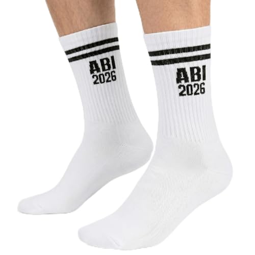 COMOOKA Abitur 2026 Geschenke Socken Abi 42-46 Glücksbringer Prüfung für Mädchen Junge Abschluss Prüfung bestanden Tennissocken Sportsocken Graduation