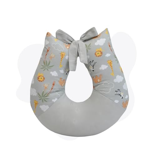 Almofada Amamentação Apoio Para Amamentar Mamãe E Bebê (Safari Cinza)