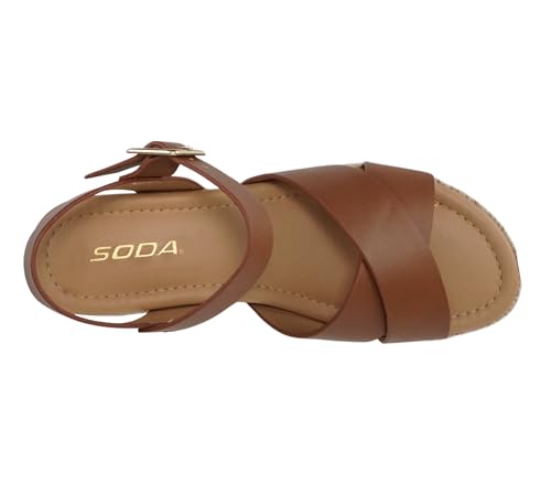 Image of Soda inchFIRELY inch ~ Women Round Toe Crisscross Band Platform Espadrille Wedge Sandal with Adjustable Ankle Strap