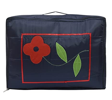 Ansari Handicraft Parachute 12 Flap Saree Bag Bag with Flower Design and Handle - Parachute Material and Steel Zip 12 Folder Saree, Kurties, Traditionals, Gowns Storage Organizer Cover Bag Pack Of pcs