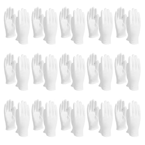 15 pares de guantes de trabajo de algodón suave, guantes de trabajo de algodón blanco para hombres para hombres que sirven, camareros, conductores, protectores de inspección de joyas (pequeño