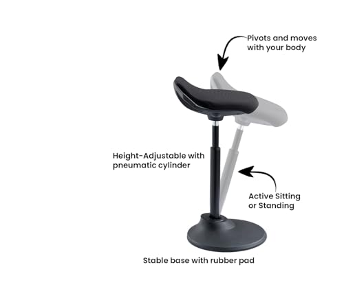 Image of KORE Design Office Adjustable Pivot Stool Square Seat, Ergonomic Home Office Chair, Comfortable Adult Wobble Computer Desk Chairs, Ideal for Active Sitting, Work, Study, 22 inch-30 inch, Blue Fabric