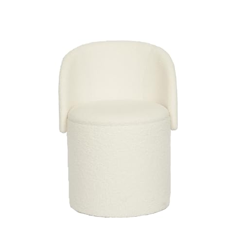 GC GAVENO CAVAILIA Boucle Round Stool Ottoman Storage Box | Vanity Stool With Storage Hidden Removable Lid Ottoman Folding Stool Foot Rest Bench Seat Chair For Living Room Bedroom Off White
