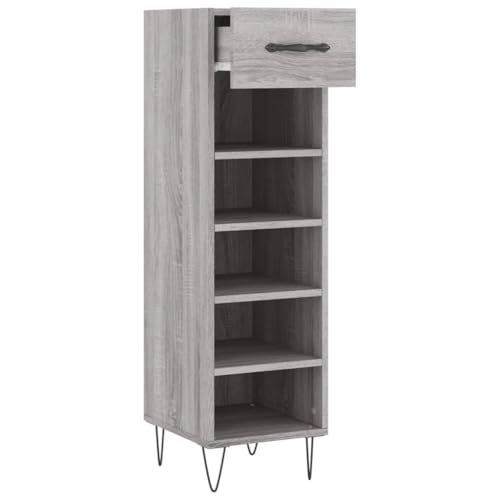 Zapatero estable de madera con 5 compartimentos y cajón funcional 6
