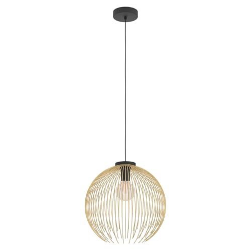 Eglo Venezuela Lampadario per il tavolo da pranzo, lampadario rotondo per sala da pranzo in metallo nero e oro, lampadario con attacco E27, diametro 40 cm