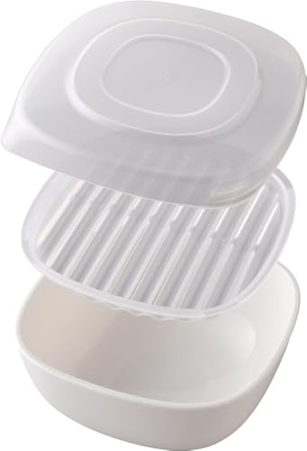 アーネスト 【日本製】 冷凍ご飯 容器 (五つ星お米マイスター監修/「逆さでチン!」ふっくら美味しい/洗いやすい/1膳分) 食洗機対応 保存容器 ご飯がう米わん 大手飲食店愛用ブランド ホワイト A-78096