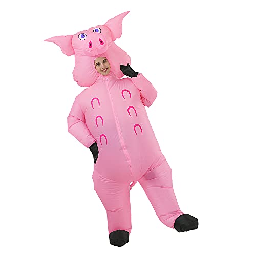 JASHKE Inflatable Pig Costume Super Pig Costume Pink Costume Adult Inflatable Halloween Costumes Fancy Dress for Adult