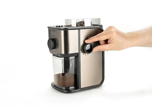BLACK+DECKER - Macinacaffè Elettrico BXCG151E | Serbatoio 200g | 14 Livelli di Macinatura | Capacità 12 Tazze | Acciaio Inox Anti-Impronte | Caffè Fresco e Aromatico | Coperchio Trasparente - Immagine 1