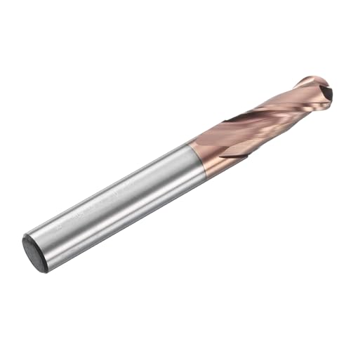 Image of HARFINGTON Ball Nose End Mill 2 Flute 19 /64 inch Diameter 5 /16 inch Shank Tungsten Carbide TICN Coated Spiral CNC Router Bits 13 /16 inch Cutting Length Single End Ball for Carving Engraving Grinding