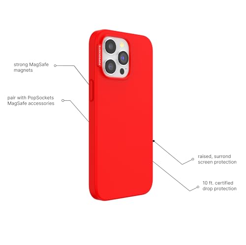 Image of POPSOCKETS iPhone 14 Pro Case Compatible with MagSafe, Phone Case for iPhone 14 Pro, Wireless Charging Compatible, Case Only - Rosso