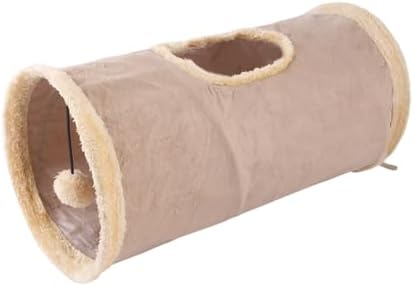 Generisch 2026 Túnel plegable para gatos, adecuado para uso en interiores. Túnel de juego portátil para gatos con agujeros, adecuado para jugar con gatos, hurones, conejos (caqui, 31 x 29 x 2 cm)