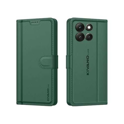 Image of KIVANO LUXE Compatible for Motorola G86 Power Luxury Handmade Leather Magnetic Flip Folio Case | Card Holder & Kickstand | Slim Protective Cover | Unisex - Green