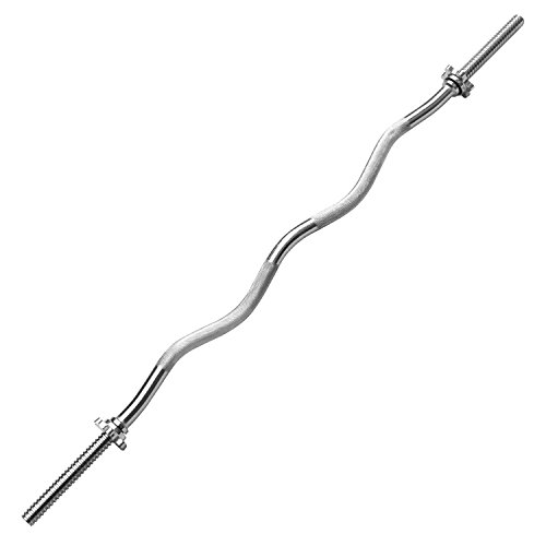PROIRON SZ Curlstange Länge 120cm, Ø 25mm verchromt & gerändelt, SZ Hantelstange mit Sternverschlüssen, Curl Stange Langhantelstange