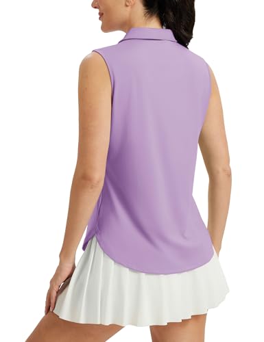 Image of MAGCOMSEN Womens Golf Shirts Sleeveless 1 /4 Zip Collared Polo Shirt UPF 50+ Quick Dry Workout Tank Tops Tennis