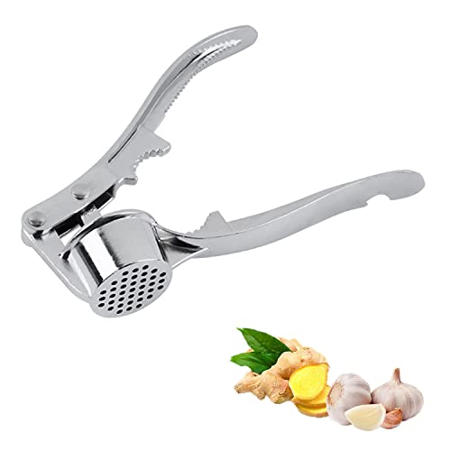 Knoblauchpresse Edelstahl, Premium Garlic Press, Pressen Sie Knoblauch und Ingwer Mühelos (Kein Schälen Nötig), Handlich & Leicht zu Reinigen