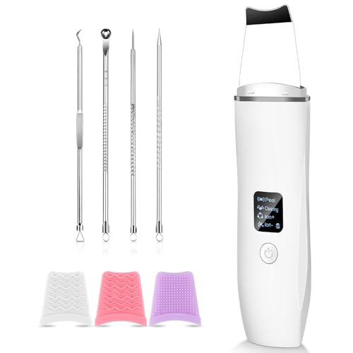 AOOHA Skin Scrubber Ultraschall Skin Scrubber Mitesserentferner mit 4 Modi und LED-Anzeige Gesicht Mitesser Entferner Skin Scrubber Face Porenreiniger Ultraschall Ultraschallgerät für das Gesicht