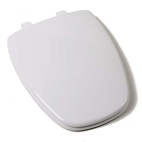 Seleq White Plastic Square Elongated Toilet Seat Slow-Close for Eljer Emblem