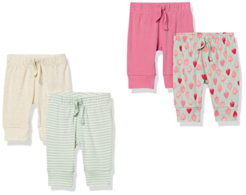 Image of Amazon Essentials Baby Girls' Cotton Pull-On Pants, Multipacks