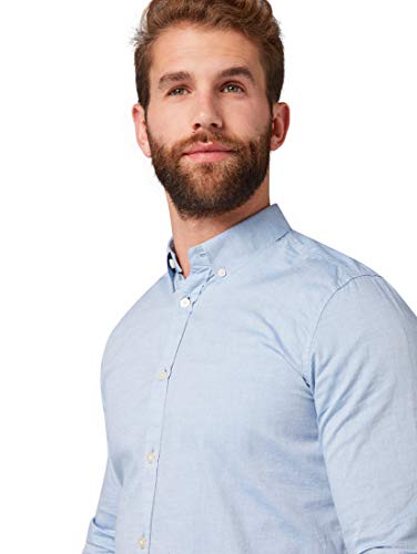 TOM TAILOR Herren 1008320 Slim Fit Hemd Aus Baumwolle, 15837 - Light Blue Oxford, XXL EU – Ansicht 3