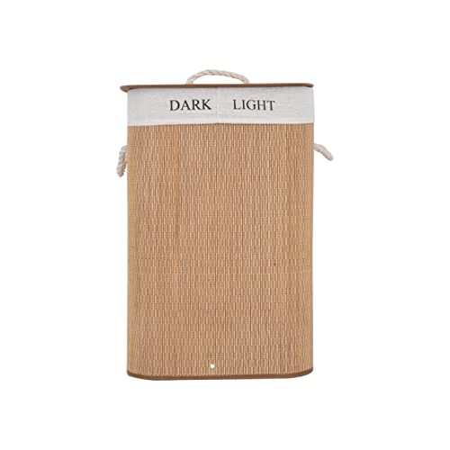 ENGLISH HOME Bamboo Foldable Laundry Basket with Lid, Hamper Basket with Removable Liner, Storage Organizer, Washing Baskets for Laundry Bathroom, 72 L, 35x35x60 cm, Brown
