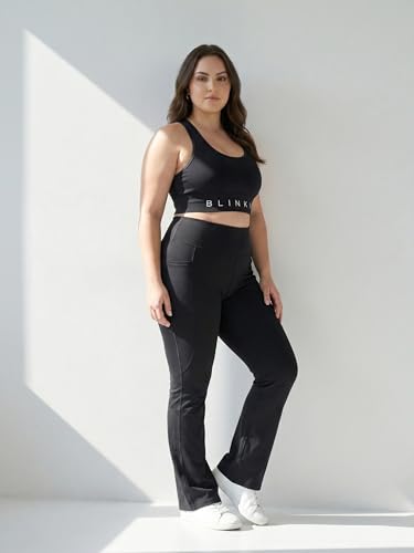 Image of BLINKIN Plus Size Flared Gym Pants for Women - Workout Yoga Pants for Woman - Ultimate Flare Bootcut Track Pants Womens Activewear(M-7XL)