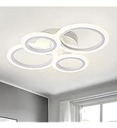 Vikaey Modern LED Flush Mount Ceiling Light, 4 Rings LED White Close to Ceiling Light, Lighting F...