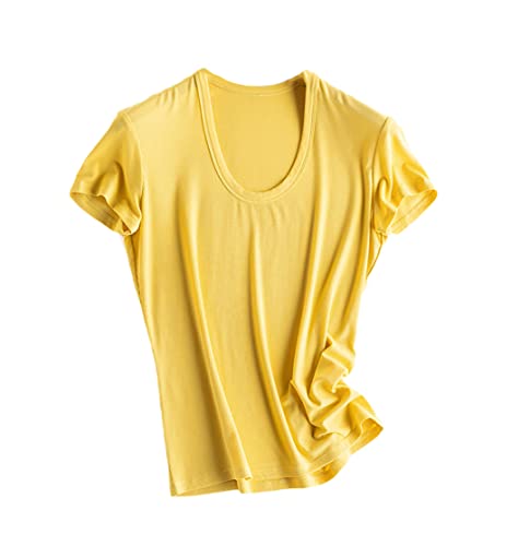 T-shirt en soie véritable col en U - Votre allié style pour les journées d'été