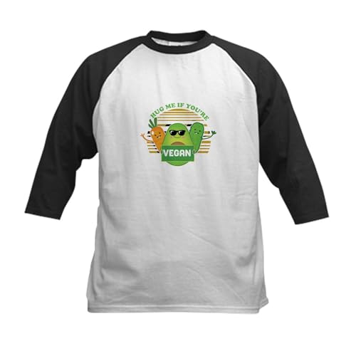 CafePress Fruits Veganism Healthy Food Veget Baseball Jersey Kids Cotton Baseball Jersey, 3/4 Raglan Sleeve Shirt Black/White