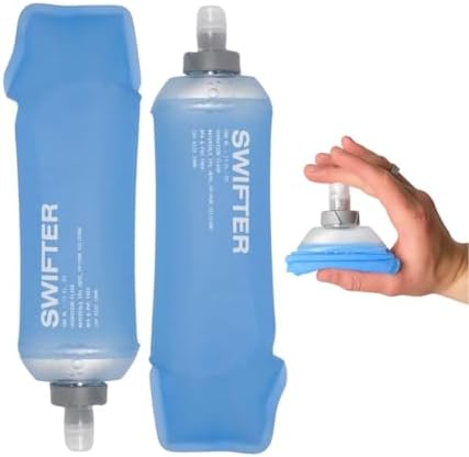 SWIFTER 2x Soft Flask 500ml | Running, Hiking, Cycling Hydration Flask | Collapsible, Leakproof, Reusable | Matt Finish, Sky Blue