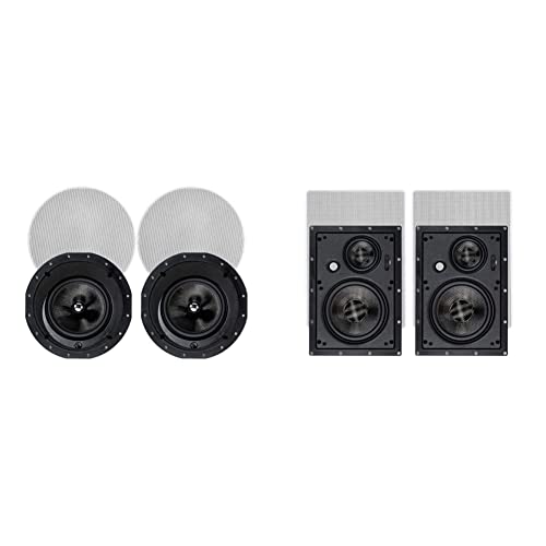 Image of Monoprice 2-Way Carbon Fiber in-Ceiling Speakers - 8 Inch with 15 Degree Angled Drivers - Alpha Series & 3-Way Carbon Fiber in-Wall Speakers - 6.5 Inch with Magnetic Grille - Alpha Series