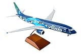 Skymarks Alaska Airlines 737 MAX 9 Orca Model Airplane – 1/100 Scale Detailed Collectible Aircraft with Landing Gear & Wood Display Stand – Injection Molded Plastic Plane for Ages 14+