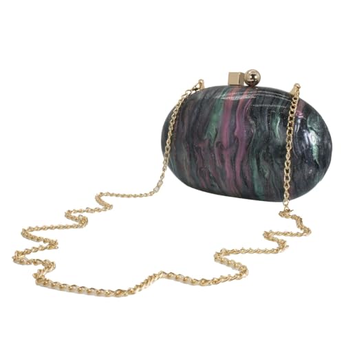 Image of Acrylic Evening Clutch Bag for Women Shell Shape Shoulder Crossbody Bag Glitter Marble Purse Handbag