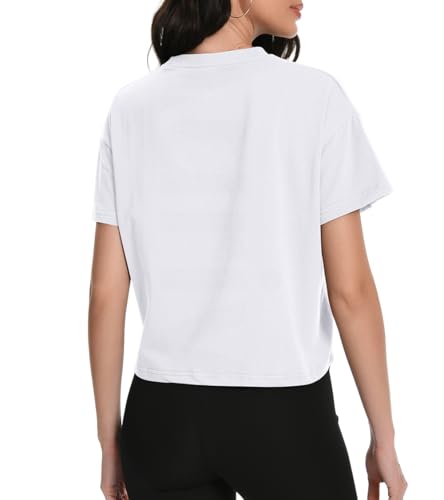 Workout Crop Tops Oversized Tshirts for Women Drop Shoulder Cotton Short Sleeve Tees Boxy Yoga Shirts 20253