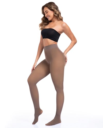 Image of ATHVOTAR Fleece Lined Winter Tights Women - Thermal Warm Opaque Pantyhose Thick Sheer Leggings