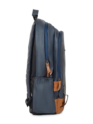 Image of ACEPACK Vegan Blue Leather Laptop Backpack - 20L, Laptop Sleeve, Anti-Sweat Padding & Organizer with Cable Slot