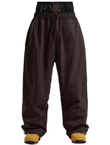 Image of GSOU SNOW Mens Womens Snow Pants Baggy Snowboard Ski Pants Waterproof | 15K Waterproof,10K Breathable,Windproof Waist Powder Skirt,Thigh Vent Zippers,Adjustable Waist & Cuffs Drawcord,5 Pockets