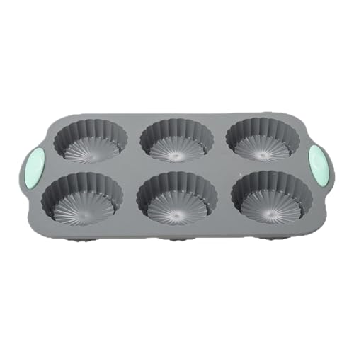 Moldes de silicona para tartas, 6 tazas antiadherentes con diseño de flores, moldes redondos de silicona para hornear, para huevo, pan, galletas, vacaciones, cocina, alimentos, jabón, Navidad