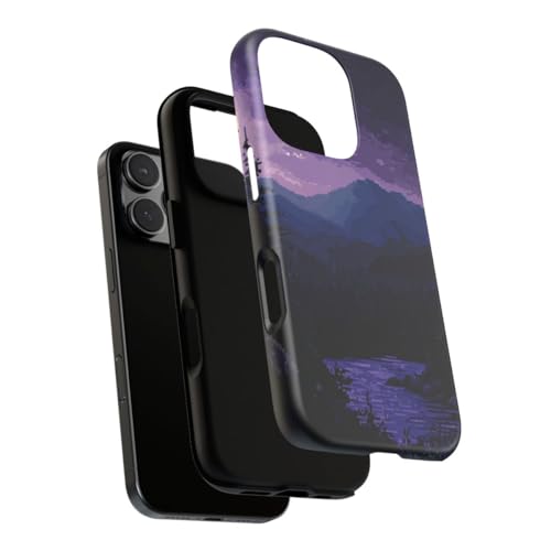 Coque iPhone 16 Pro pixel art paysage de nuit pour un style urbain