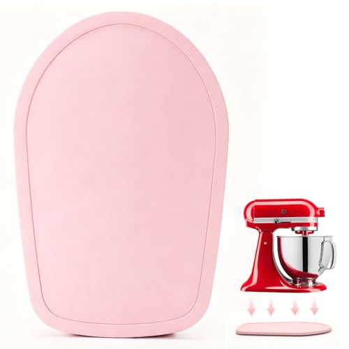 Image of Mixer Slider Mat for Tilt Head Kitchen Aid 4.5-5 Qt Stand Mixer, Wood Appliance sliding mat for kitchenaid Artisan 4.5-5 Qt, Kitchen Countertop Storage Accessories Mixer Moving Tray attachments, Pink