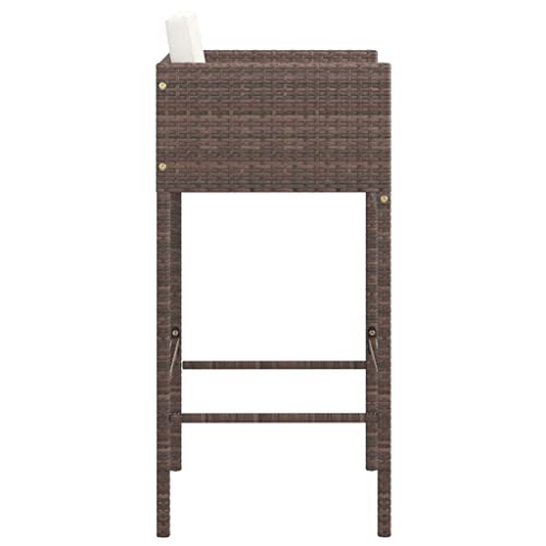 Tabourets de bar en rotin design marron avec coussins et structure acier robuste - 6
