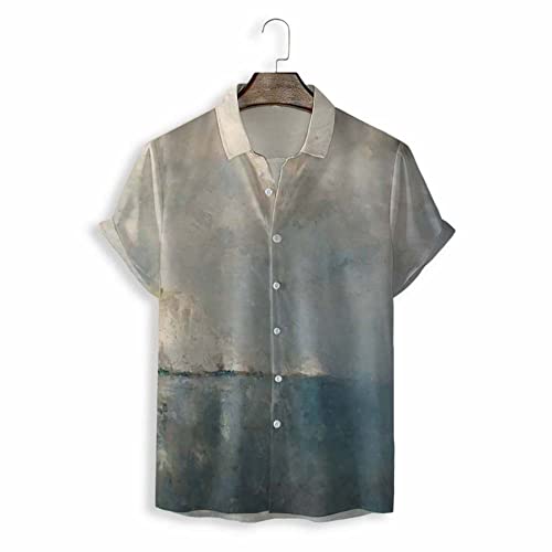 Chemise hawaïenne artistique coupe premium imprimé peinture à l'huile vintage