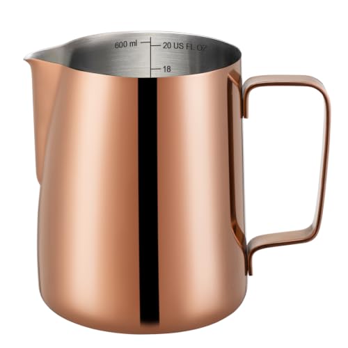 Image of Amrules Milk Frothing Pitcher 20oz Frother Cup Barista Tools, Rose Gold