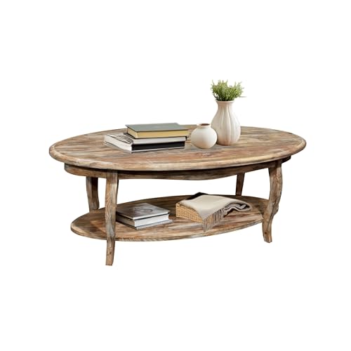 Farmhouse 48-Inch Oval Coffee Table with Lower Shelf – Solid