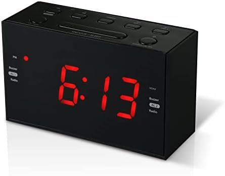 RCA Alarm Clock Radio with NOAA Weather Alerts – Digital Clock with Alarm and Snooze, AM/FM/Weather Band Radio, Dimmable Display, AC Powered (RCDW10) , Black