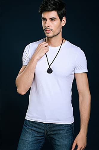 C1Lint7785631 Pure Natural Obsidian Pendant Necklace Obsidian Crystal Pendant Necklace Pattern With Extend Bead Chain For Men Or Women (Laughing Maitreya Buddha) #TOP5